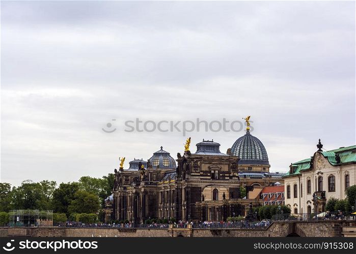 Dresden, Germany - August 15, 2019: Panoramic view of Dresden historical city. Panoramic view of Dresden