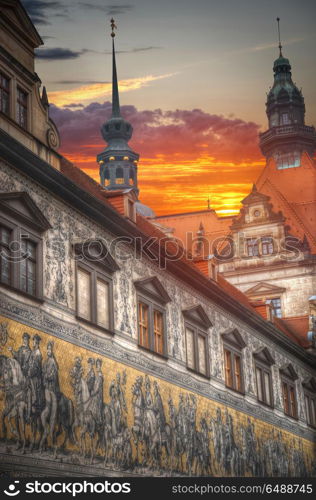 Dresden in Germany. architecture of the reconstructed old city.. Dresden in Germany.