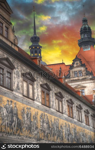 Dresden in Germany. architecture of the reconstructed old city.. Dresden in Germany.