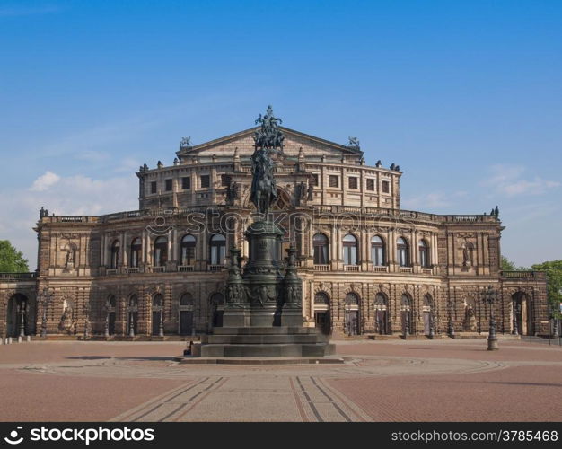 Dresden Semperoper. The Semperoper opera house of the Saxon State Orchestra aka Saechsische Staatsoper Dresden was designed by Gottfried Semper in 1841