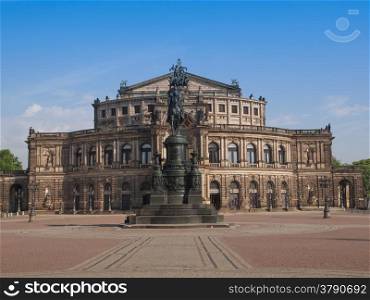 Dresden Semperoper. The Semperoper opera house of the Saxon State Orchestra aka Saechsische Staatsoper Dresden was designed by Gottfried Semper in 1841