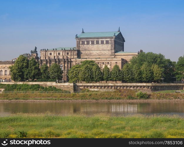 Dresden Semperoper. The Semperoper opera house of the Saxon State Orchestra aka Saechsische Staatsoper Dresden was designed by Gottfried Semper in 1841