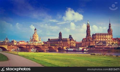 Dresden skyline and Elbe river in Saxony Germany. Dresden skyline and Elbe river in Saxony of Germany