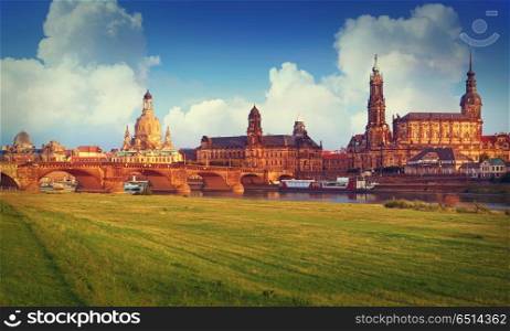 Dresden skyline and Elbe river in Saxony Germany. Dresden skyline and Elbe river in Saxony of Germany