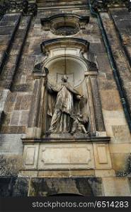 Dresden statue in Hofkirche cathedral at Saxony of Germany. Dresden statue in Saxony of Germany