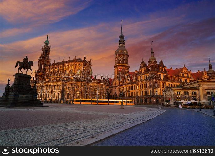 Dresden sunset at Theaterplatz in Saxony of Germany. Dresden sunset at Theaterplatz in Saxony Germany
