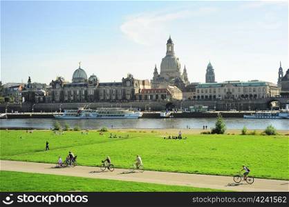 Dresen, Germany - Septamber 16, 2012: Sunshine Sunday in Dresden. Dresden with population 523, 058 is one of Germany&rsquo;s 16 political centres and the capital of Saxony