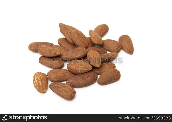 dried almonds on a white background