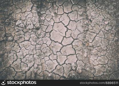 dried and cracked ground soil texture with vintage style effect