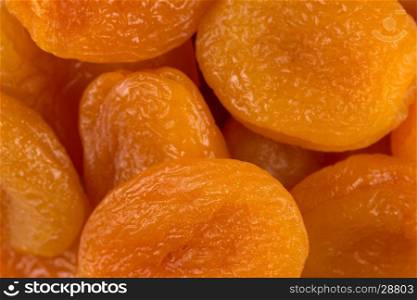 Dried apricots close up macro shot for background