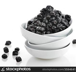 Dried Blueberries In A White Bowl