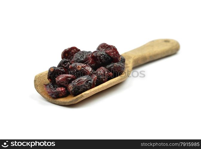 Dried cranberries on shovel