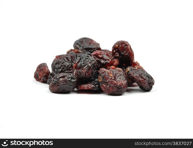 Dried cranberries on white