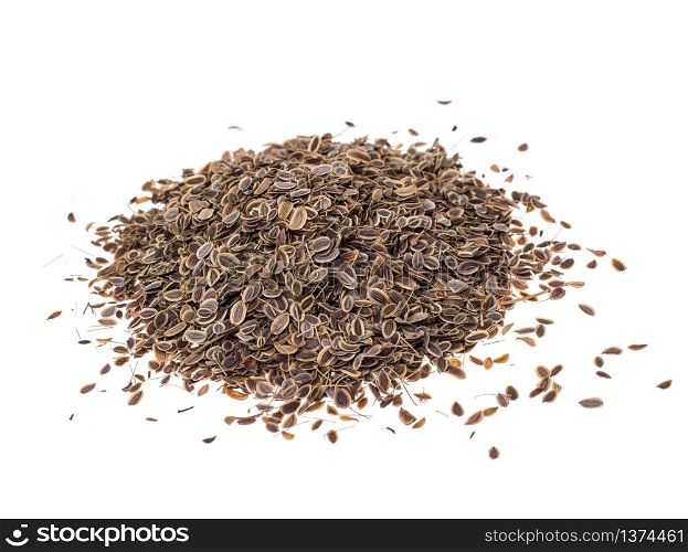 Dried dried fennel seeds on white background. Studio Photo. Dried dried fennel seeds on white background