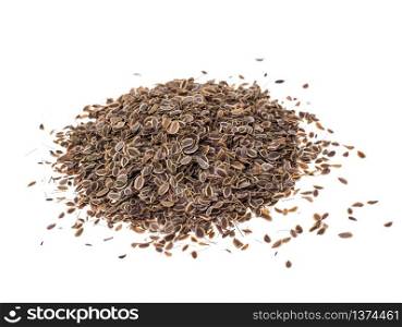 Dried dried fennel seeds on white background. Studio Photo. Dried dried fennel seeds on white background