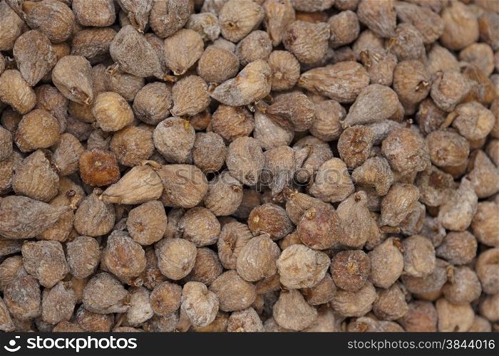 Dried figs background in a market place