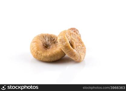 Dried figs fruits on white background close up
