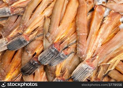Dried fish for sale at asian food market