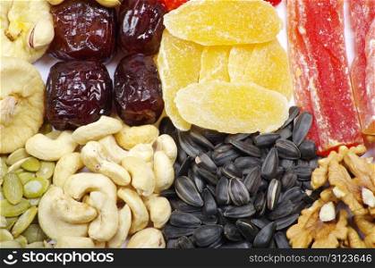dried fruits and nuts close up