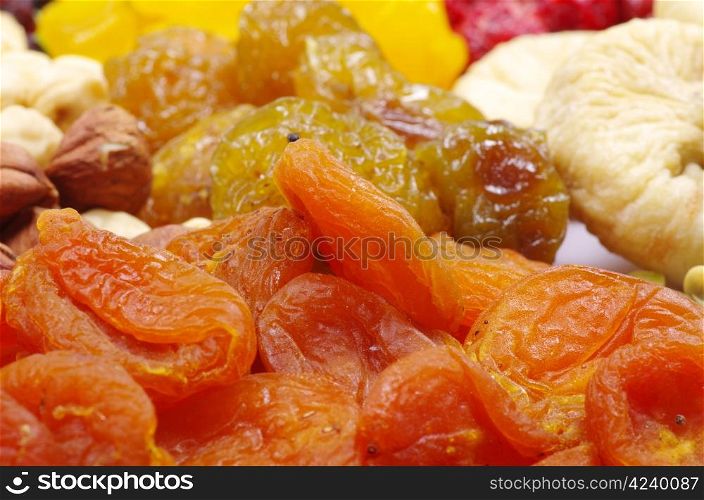 dried fruits and nuts close up