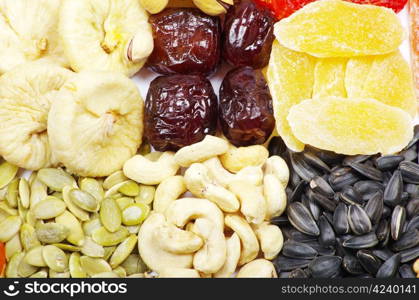 dried fruits and nuts close up