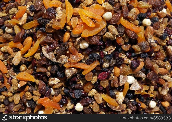 Dried fruits anr nuts on the table