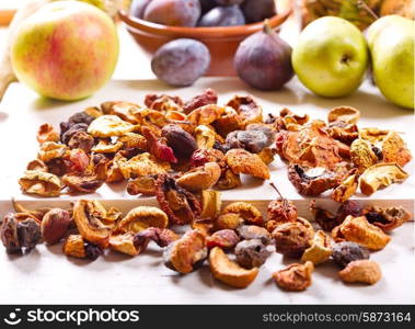 dried fruits on wooden table