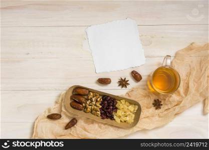 dried fruits with walnuts paper tea