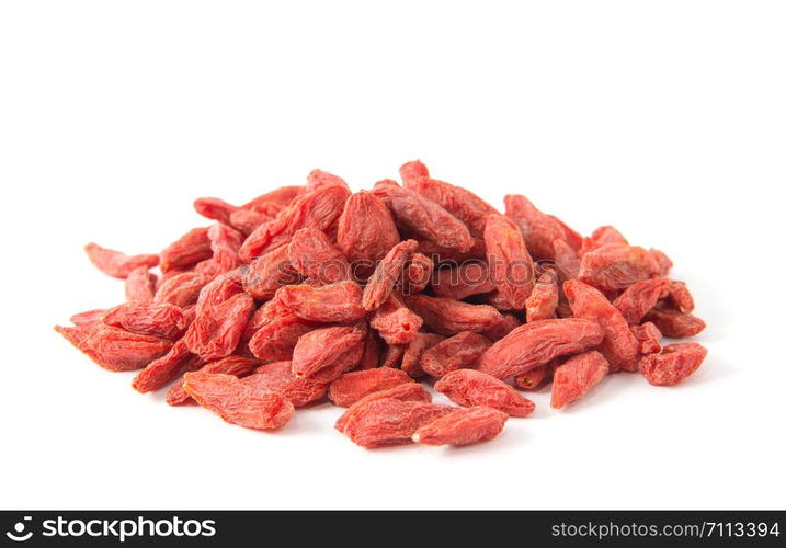 Dried goji berries isolated on white background