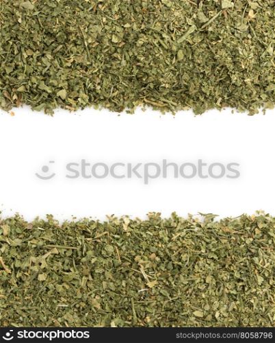 dried green spices isolated on white background