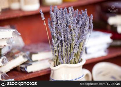 dried lavender flowers in a vase at the fair