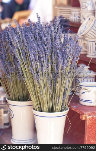 dried lavender flowers in a vase at the fair
