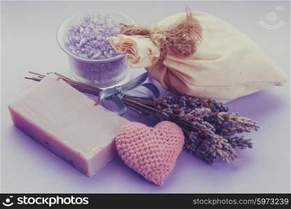 Dried lavender for aromatherpy and spa: soap, sachet, sea salt
