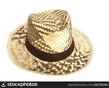 Dried leaves woven hats isolated over white