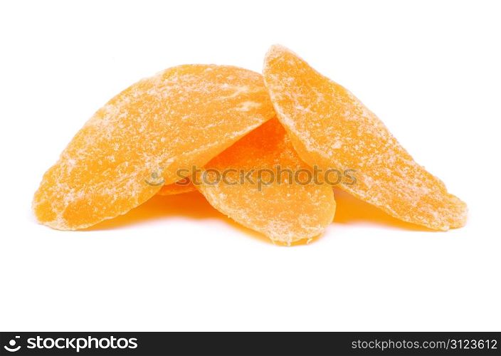 Dried mango on white background