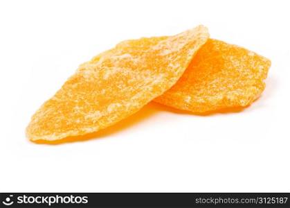 Dried mango on white background