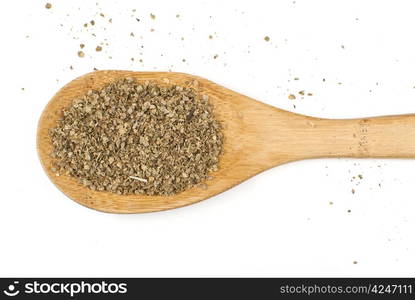 dried marjoram spice isolated on white background