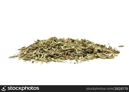 Dried mixed herbs on white