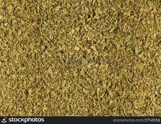 Dried oregano leaves close up