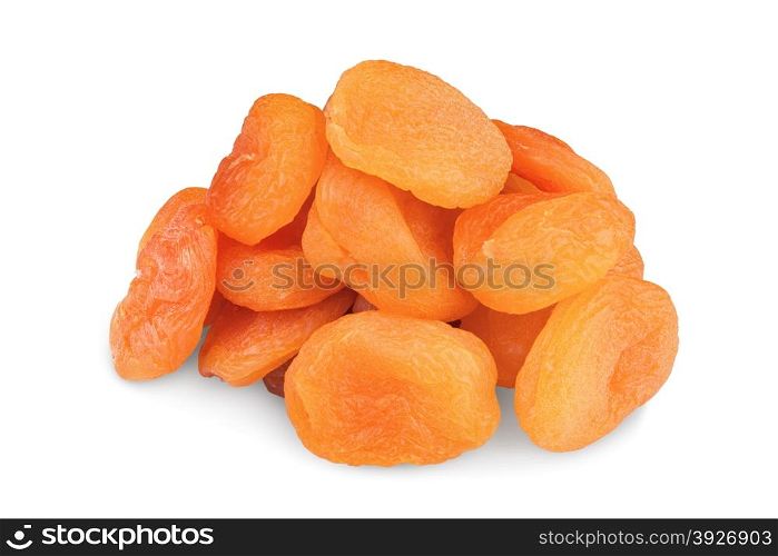 Dried pitted apricots isolated on a white background