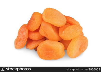 Dried pitted apricots isolated on a white background