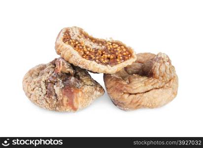 Dried pitted figs isolated on a white background
