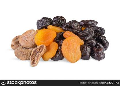 Dried pitted fruits isolated on white background