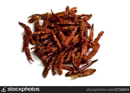 Dried red chilli isolated on white