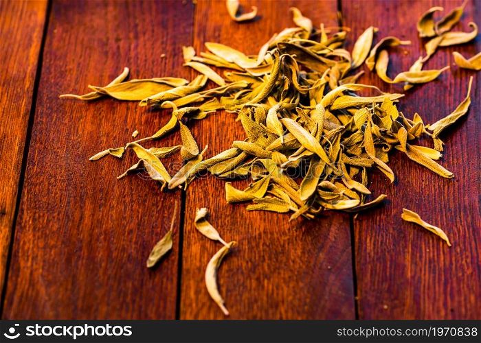 Dried sage leaves used for tea