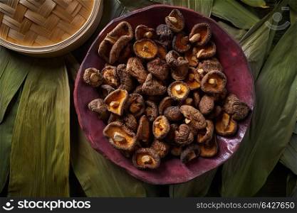 Dried Shiitake mushrooms edible for Asian cuisine food