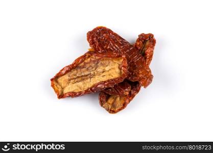 dried tomatoes close up on white background