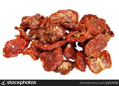 Dried tomatoes over white background