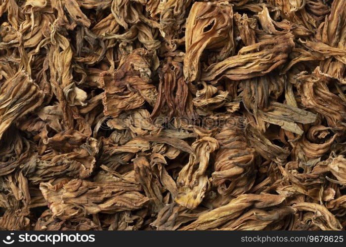 Dried white hibiscus flowers full frame as background close up 