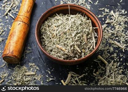 Dried wormwood or absinthe, homeopathic herbs in alternative medicine.. Dried wormwood medicinal